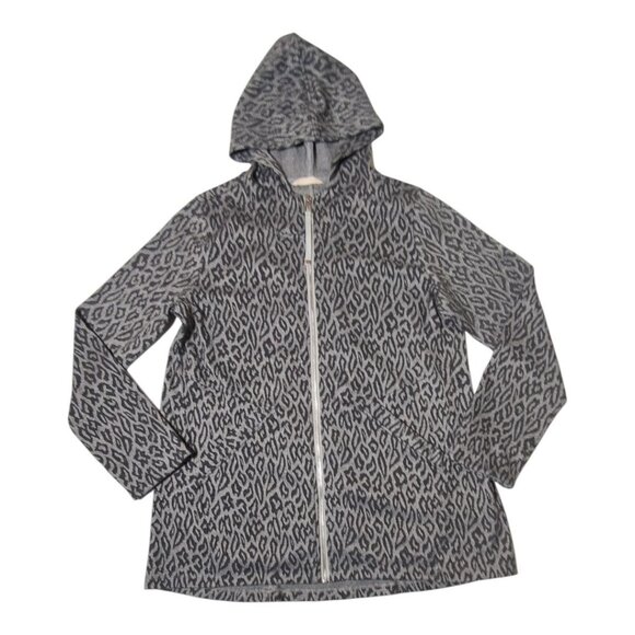 Soft Surroundings Hooded Sweater Womens Medium Leopard Print Cozy Layer Jacket - Picture 1 of 9